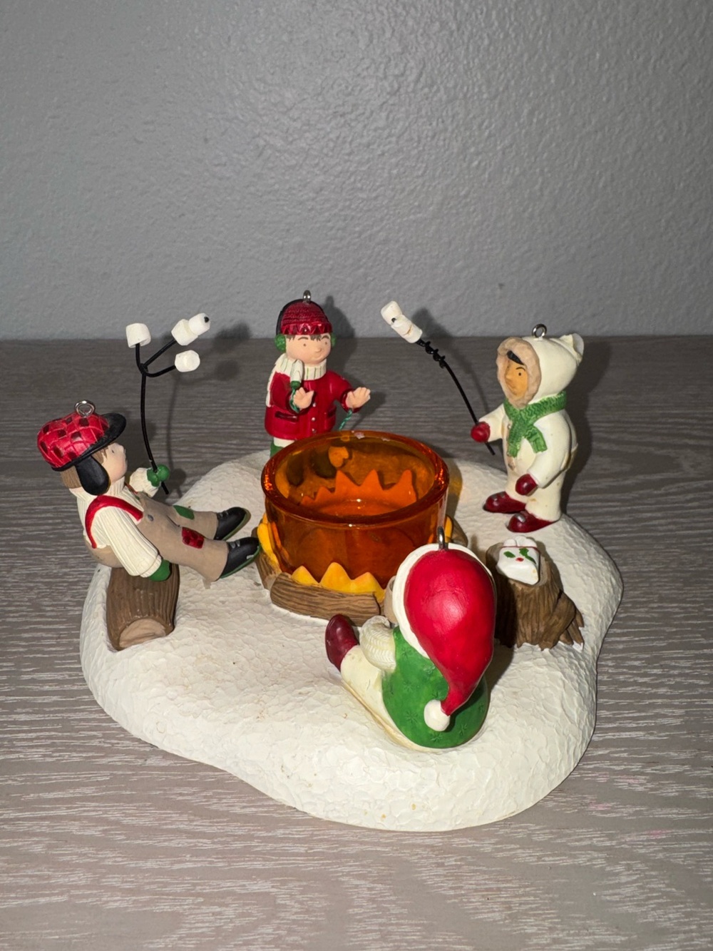 Hallmark Keepsake Waiting For Santa 2003 Candle Holder Ornament Set Campfire